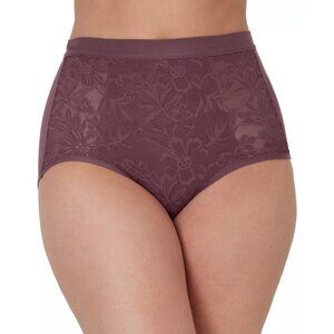 Bali Breathe Cotton Modal Lace High-Rise Brief, Currant Purple, Size 2XL NWT
